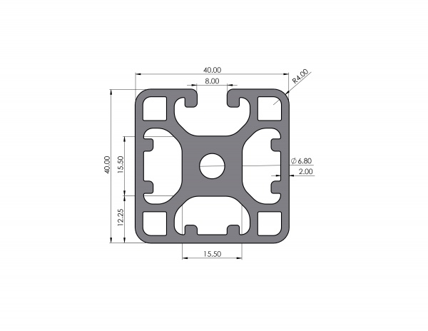 Aluminiumprofil 40x40 leicht Nut 8 I-Typ 3N